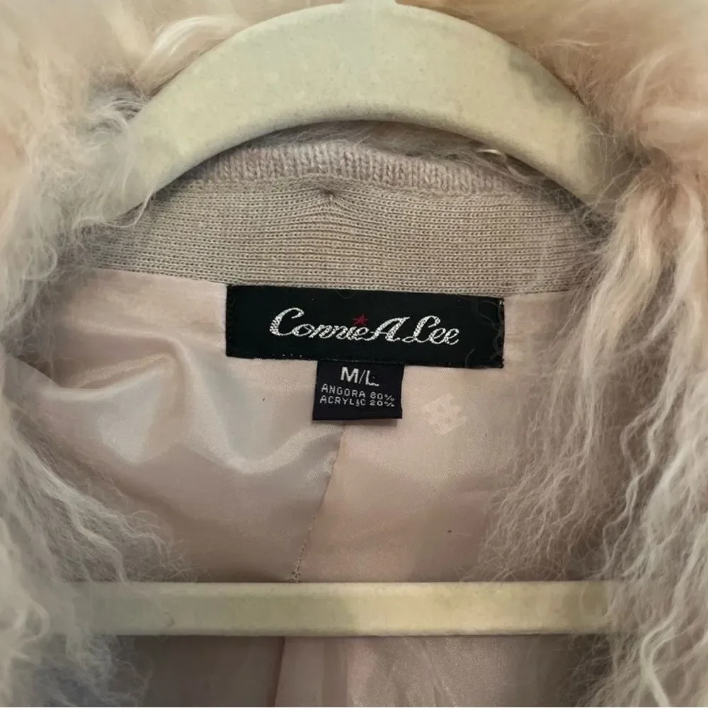 Connie A Lee Cream Teddy Sweater with Faux Fur Collar